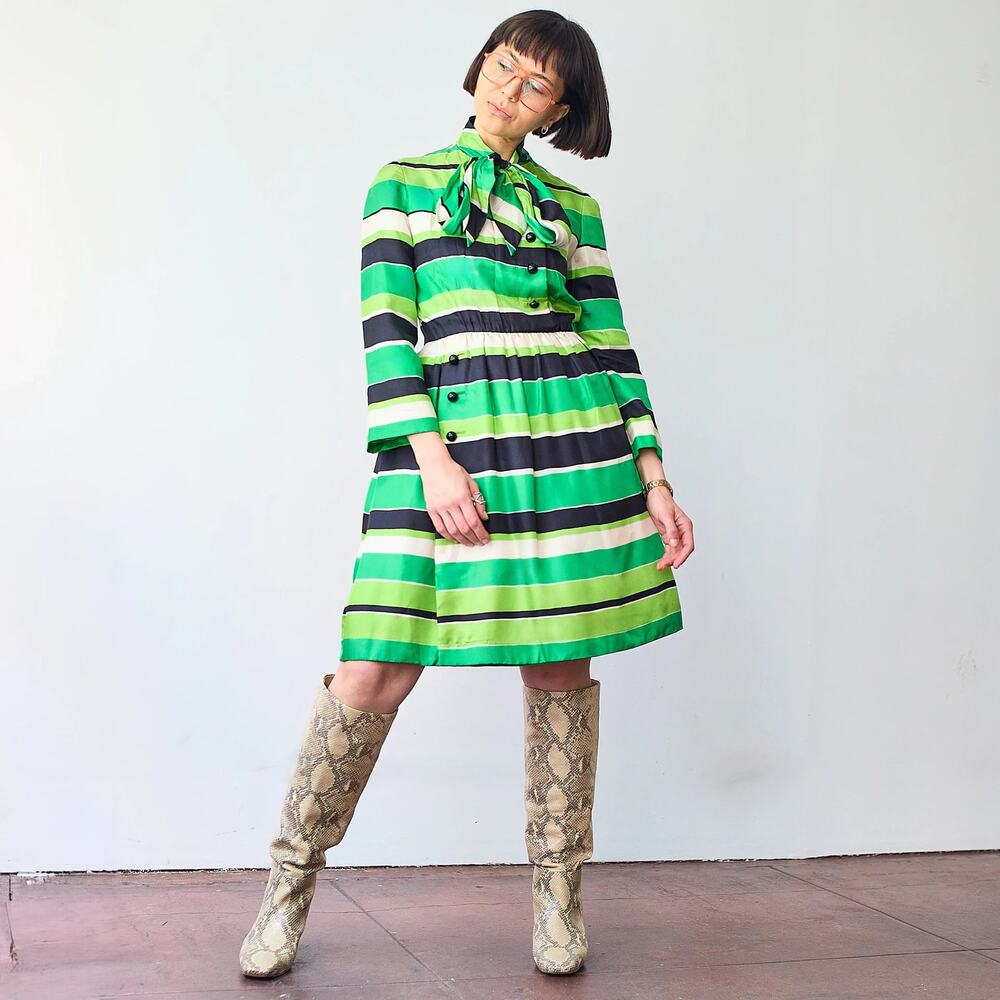 1950s/60s Murray Neiman for HANNAH TROY Silk Shirtdress